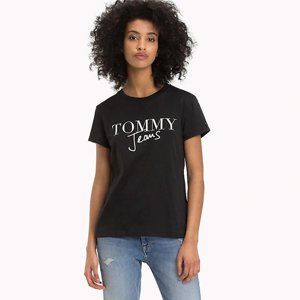 Tommy Hilfiger dámské černé tričko Logo - S (78)